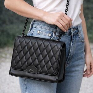 ALDO Black Quilted Chain-strap Crossbody Bag